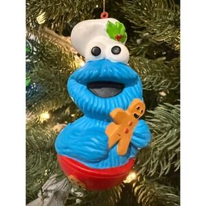 Sesame Street Cookie Monster Christmas Ornament Chef Hat Gingerbread Holiday 90s